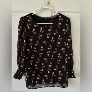 Ann Taylor Factory Flower Long Sleeve Blouse